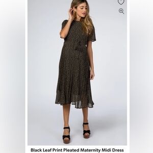 Polagram Maternity Black Floral Midi Dress Size Medium